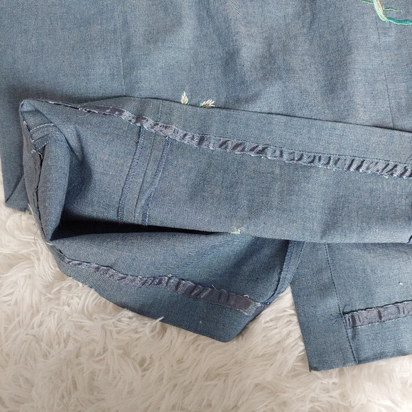 Kenji Coconut Tree Embroidered Dress Size 4 Light Blue - Picture 8 of 10